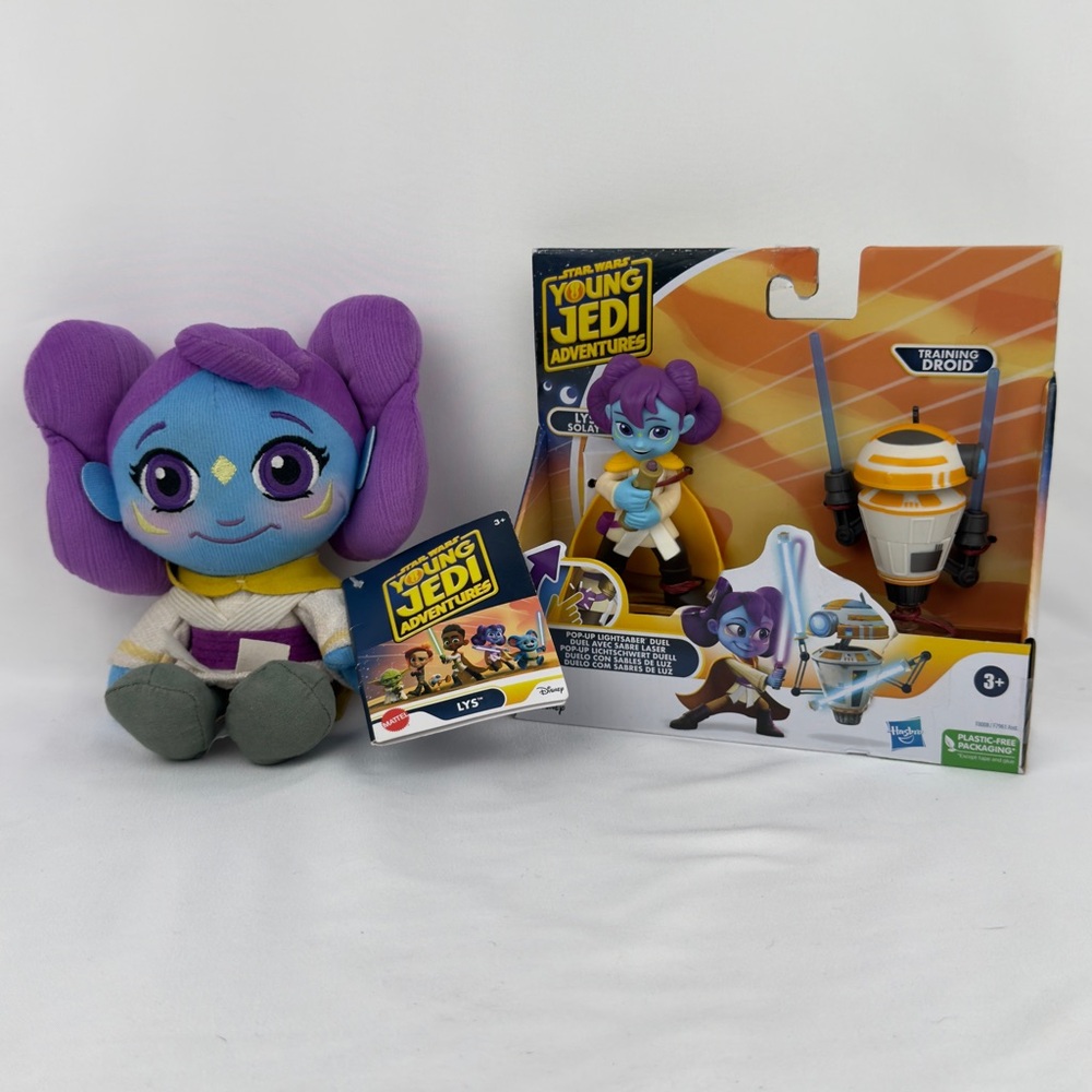 Star Wars Young Jedi Adventures Lys Solay Plush & Training Droid Figure Set NWT